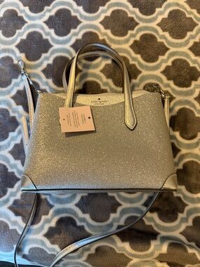 *Make Offer* kate spade Silver Glitter Small Satchel with Crossbody Strap